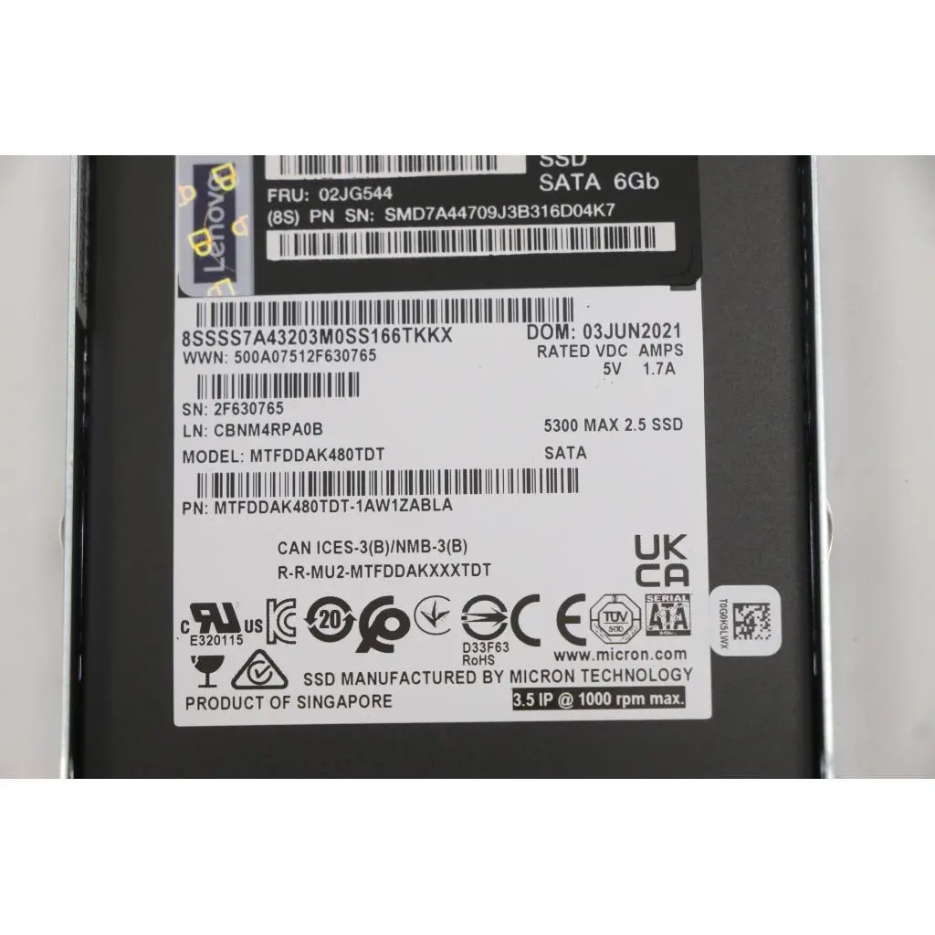 ThinkSystem 2.5" 5300 480GB Mainstream SATA 6Gb Hot Swap SSD - Image 5