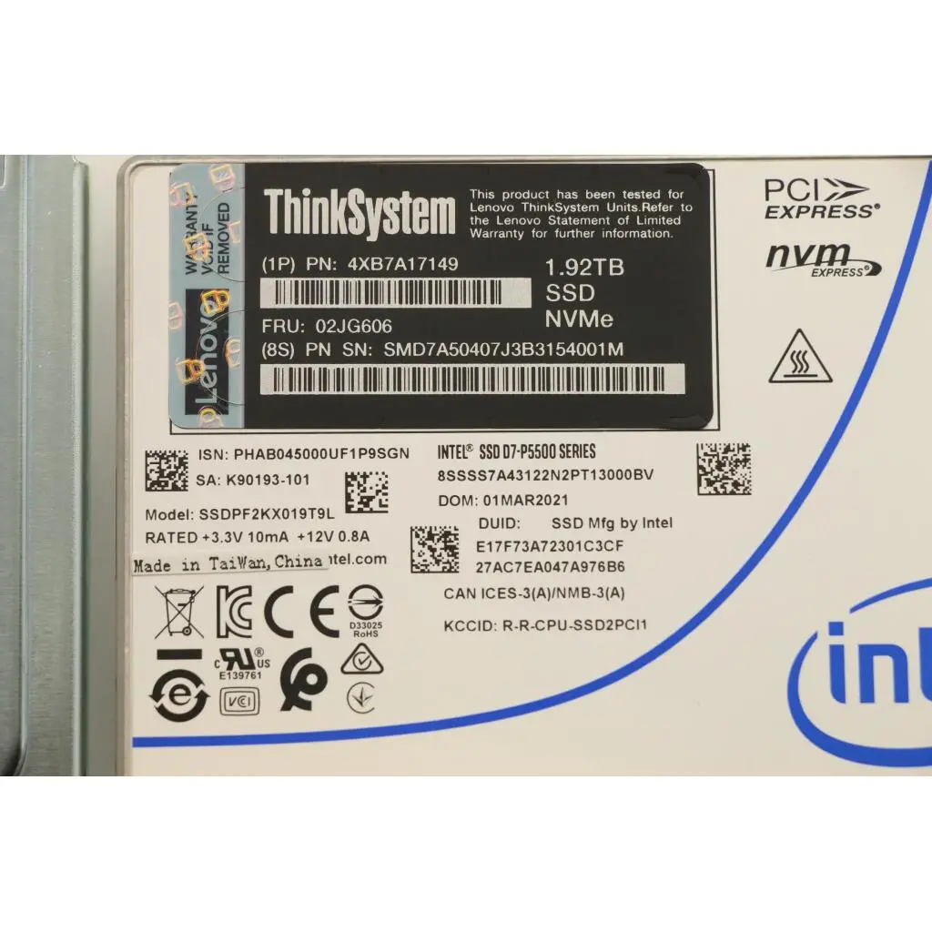 ThinkSystem 3.5" U.2 P5500 1.92TB Read Intensive NVMe PCIe 4.0 x4 HS SSD - Image 9
